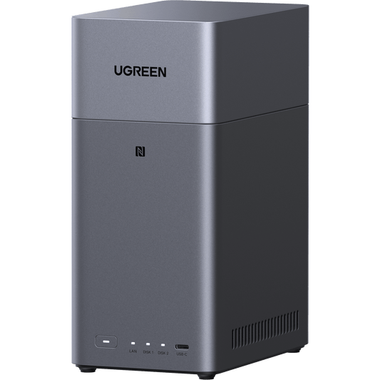 NAS UGREEN NASync DH2300 / Procesador RK3576 / 4GB u 8GB RAM / 32GB eMMC / 2 Bahías SATA / JBOD-Basic-RAID 0-RAID 1 / Puerto HDMI 4K / 1 GbE / USB 3.2 Gen 1 Type-C / Detección NFC