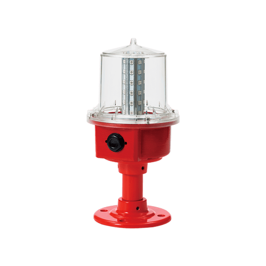Luz de Obstrucción de Aviación LED de Baja Intensidad Tipo A Color Rojo, 24 VCD, Protección IP66 y Grado ICAO
