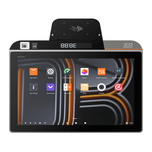 Terminal de Escritorio Inteligente SUNMI D3 MINI / Procesador Qualcomm Hexa-Core 2.4 GHz / 3 GB RAM + 32 GB ROM / Pantalla Principal 10.1" IPS / Impresora Térmica Integrada 58 mm / Android 13 / Bluetooth 5.0 / Wi-Fi Dual Band / Batería
