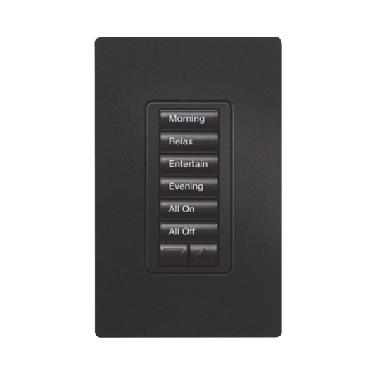(RadioRA2) Teclado Seetouch Hibrido 6 botones, 2 botones subir/bajar, programe escenas diferentes en cada botón,puede instalarse en un interruptor de luz.