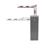 Kit de Barrera Vehicular Izquierda y Brazo ARTICULADO de 3 Metros / Finales de Carrera Ajustables por Programación / Movimiento Fluido / Diseño Elegante Color Gris / Con Corona Led Semaforizada