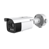 (HIKMICRO) Cámara Bullet IP Bi-espectral Térmica 3.6 mm (256×192) / Óptica 4.3 mm (5 Megapixel) / IA GUANLAN / Rango -20°C a 650°C / Detección Fuego y Humo / Alarma Visual y Audible / 30 m IR / IP67 / IK10 / PoE /