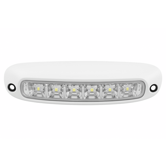 LUZ DE ESCENA SPW13, BASE BLANCA, 12–24VCD, LED BLANCO Y LENTE TRANSPARENTE