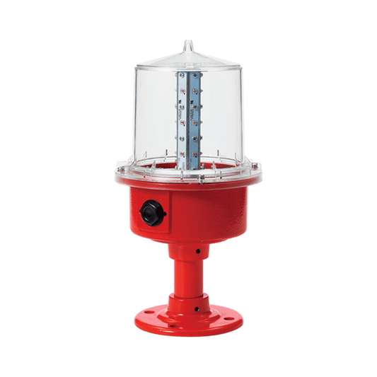 Luz de Obstrucción 24 VCD con Poste, de Aviación LED de Baja Intensidad (Tipo B), Certificación ICAO, Protección IP66 y Alta Durabilidad para Torres y Estructuras