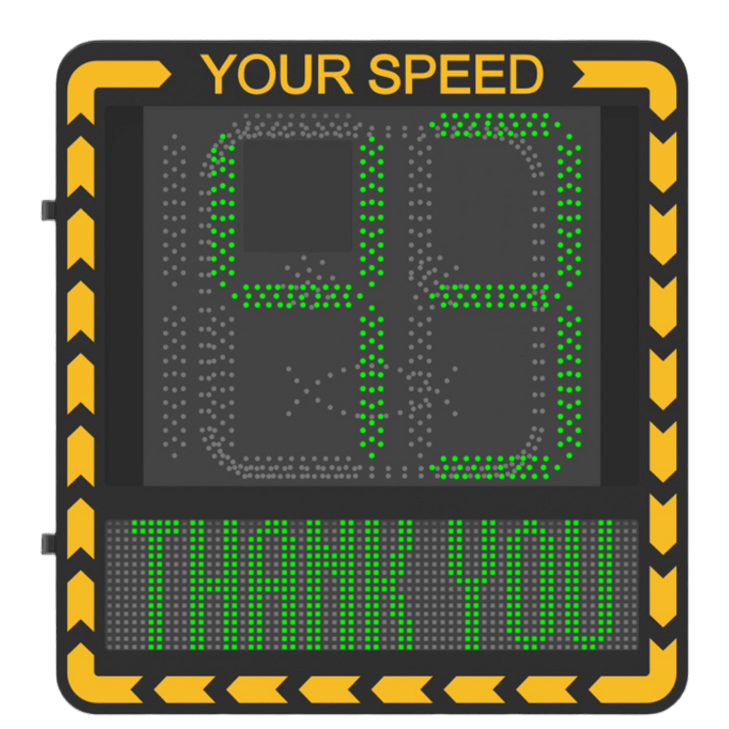 Pantalla LED de Señalización de Velocidad por Radar / Detección de Velocidad en Tiempo Real / Rango de Detección de 100 m / Hasta 32 Objetivos Detectados / Pantalla LED de Alta Visibilidad / Instalación en Carril o Later