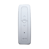 Control remoto 1 canal para motores de persiana Somfy con señal inalámbrica, instrucciones: sube, baja y detener, con posición favorita programada.
