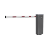 Kit de Barrera Vehicular Izquierda y Brazo de 3 Metros / Finales de Carrera Ajustables por Programación / Movimiento Fluido / Diseño Elegante Color Gris / Con Corona Led Semaforizada