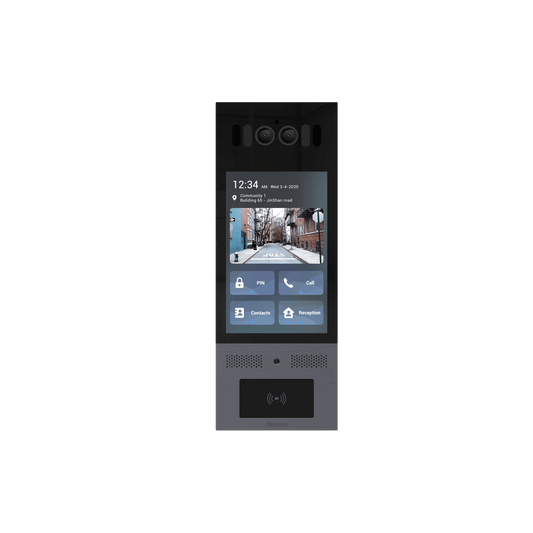 Frente de Calle Antivandálico IK10 / Incluye montaje / Administración 100% en la Nube / Notificación a APP / Llamada Telefónica / ANDROID / SIP / ONVIF /Reconocimiento Facial / QR y PIN para Visitas / IP66 / Bluetooth / NFC