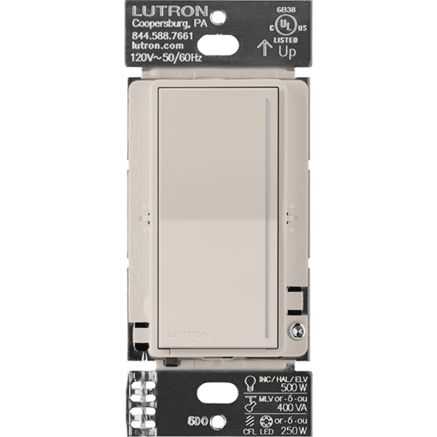 (RadioRa3) Apagador Sunnata color blanco para linea Radio Ra3, 8A de iluminacion, 5.8A Motor